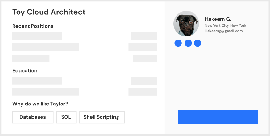 Fetched sourced candidates profile - toy cloud architect
