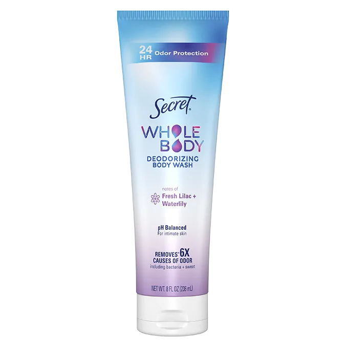 Whole body deodorant, absorbs sweat, Secret Whole body invisible cream, completely clean scent, packaging