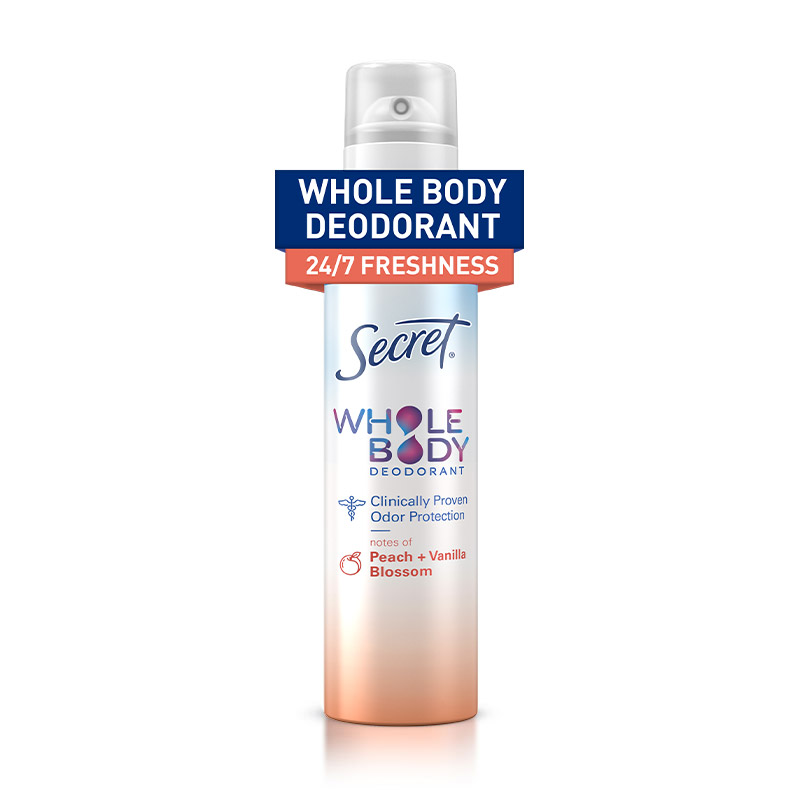 Secret Whole Body Peach & Vanila Deodorant Spray Bottle