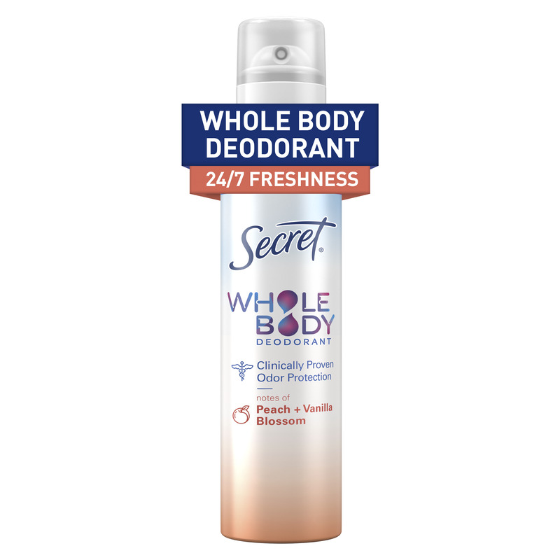 Secret Whole Body Peach & Vanila Deodorant Spray Bottle