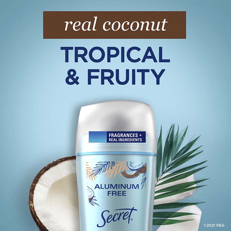 Secret Aluminum Free Deodorant - Real Coconut Scent Tropical & Fruity