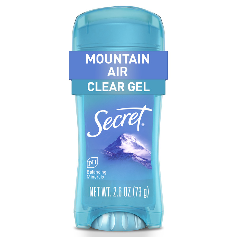 Secret mountain air clear gel packaging