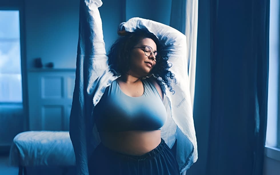 A WOMAN WAKING UP