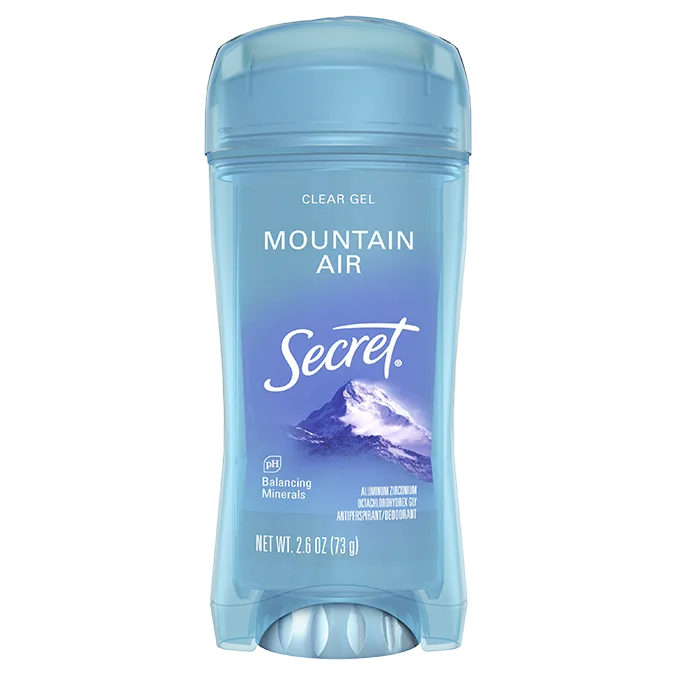 Secret mountain air clear gel packaging