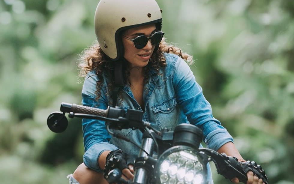 woman on a motorcycle