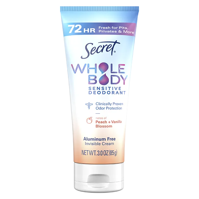 Secret Whole Body Peach & Vanila Deodorant Cream Container