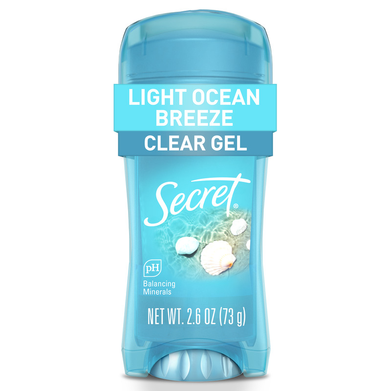 Secret light ocean breeze clear gel packaging, 2.6 oZ