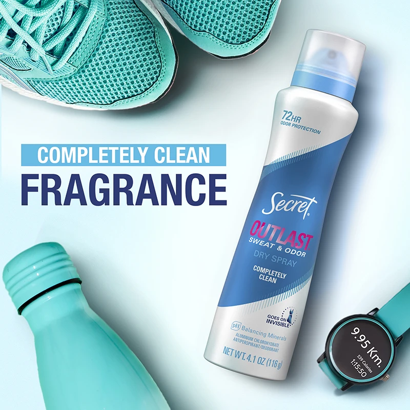 A bottle of deodorant and shoes Completely Clean