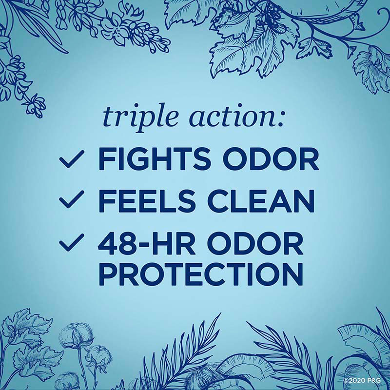 Triple action Fights odor feels clean 48-hr protection
