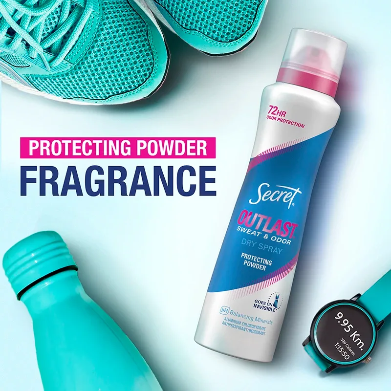 A bottle of deodorant next to a pair of sneakers