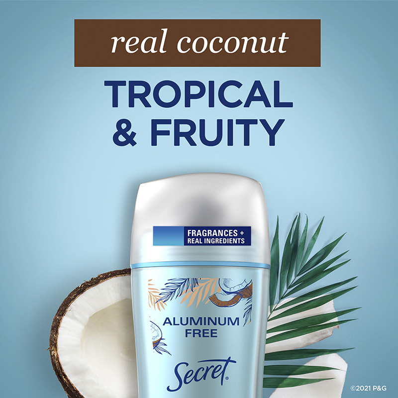 Secret Aluminum Free Deodorant - Coconut Scent Tropical & Fruity