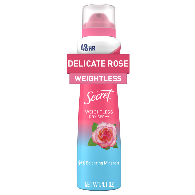 Secret, delicate rose, weightless, dry spray packaging, 4.1 oZ