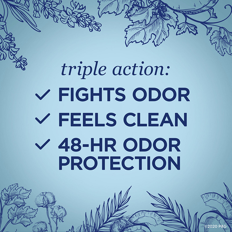 Triple action Fights odor feels clean 48-hr protection