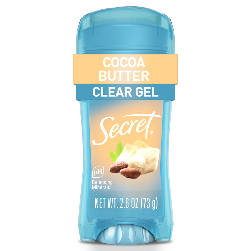 Secret cocoa butter clear gel packaging