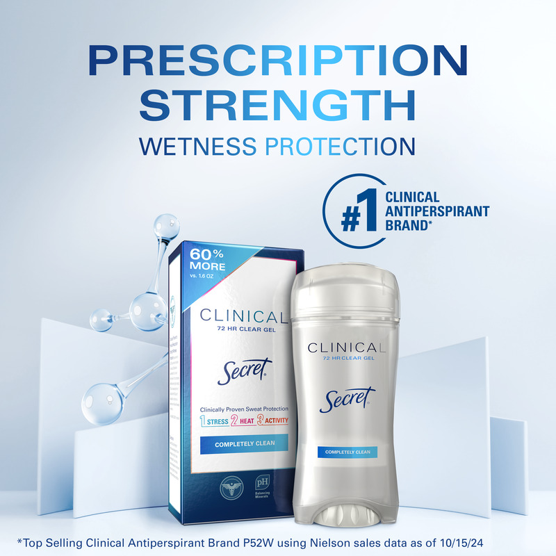 Secret Prescription strength antiperspirant with 72 hour protection against sweat and odor in a sleek packaging design