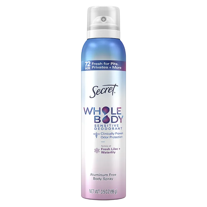 Secret Whole Body Lilac & Waterlily Deodorant Spray Bottle