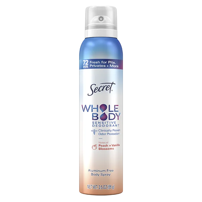 Secret Whole Body Peach & Vanila Deodorant Spray Bottle