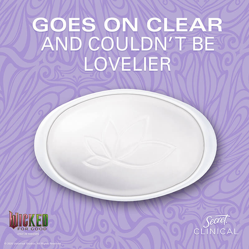 Secret Clinical deodorant with elegant packaging on a purple background, emphasizing clarity and effectiveness for personal care.