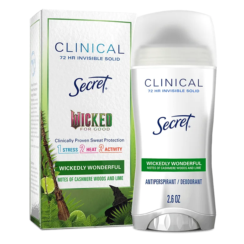 Secret Clinical 72 Hour Invisible Solid Antiperspirant featuring Wickedly Wonderful scent with notes of cashmere woods and lime