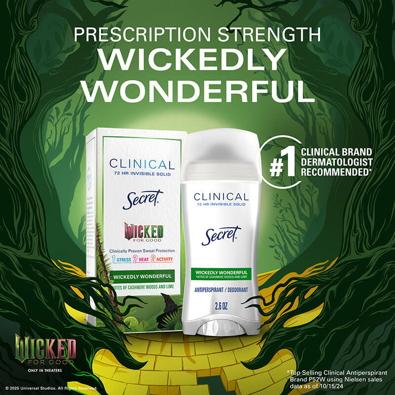 Clinical antiperspirant by Secret featuring notes of cashmere wood and lime, designed for 72-hour protection in a natural setting