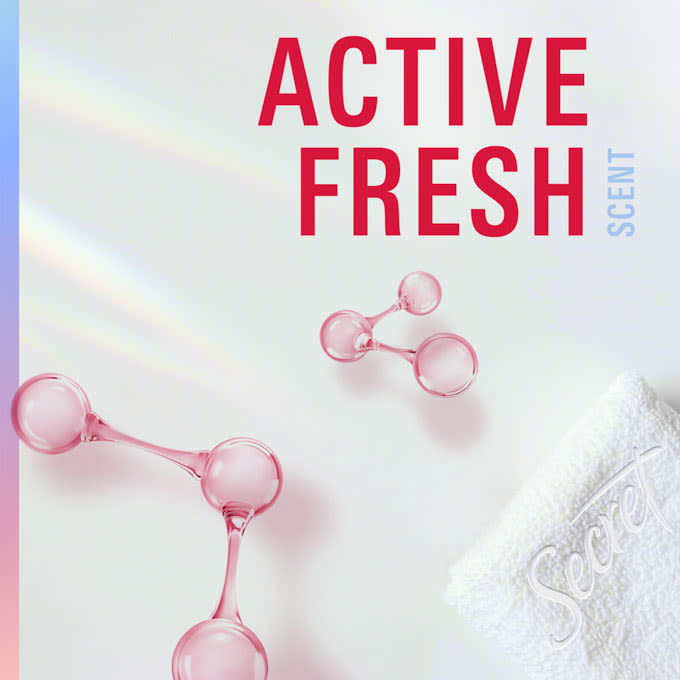 Active Fresh scent label on a light background promoting freshness and vitality