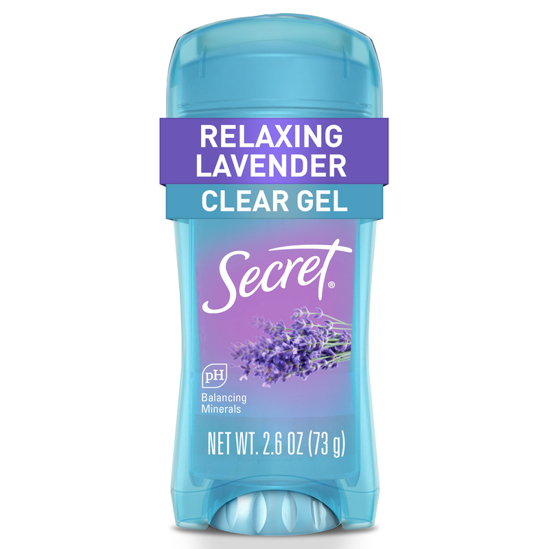 Secret relaxing lavander, clear geal, 2.6 oz packaging