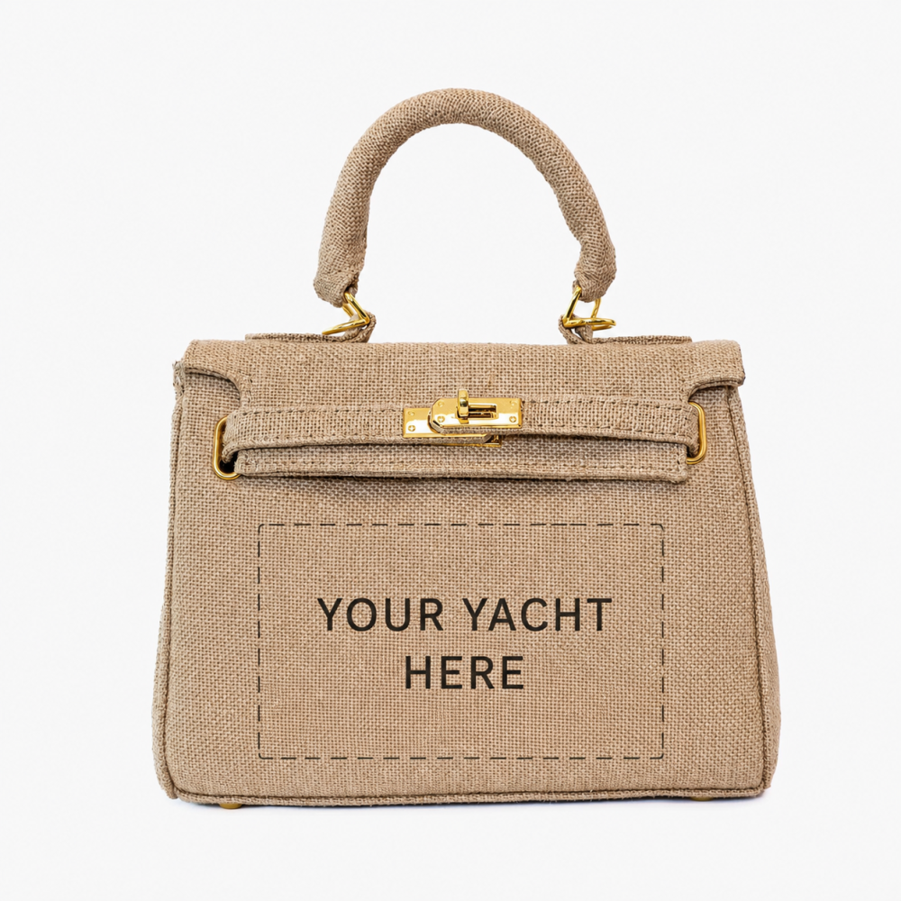 A Monaco Yacht Handbag personalised with the owner's own yacht, hand-painted by an artist in Dubai