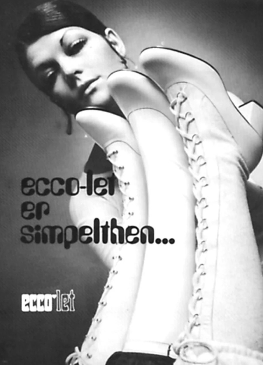 ECCO LongLegs (the popular knee-high tight boots) were made of Synthetic Fabrics after the materials arrival in the late 60’s early 70’s.