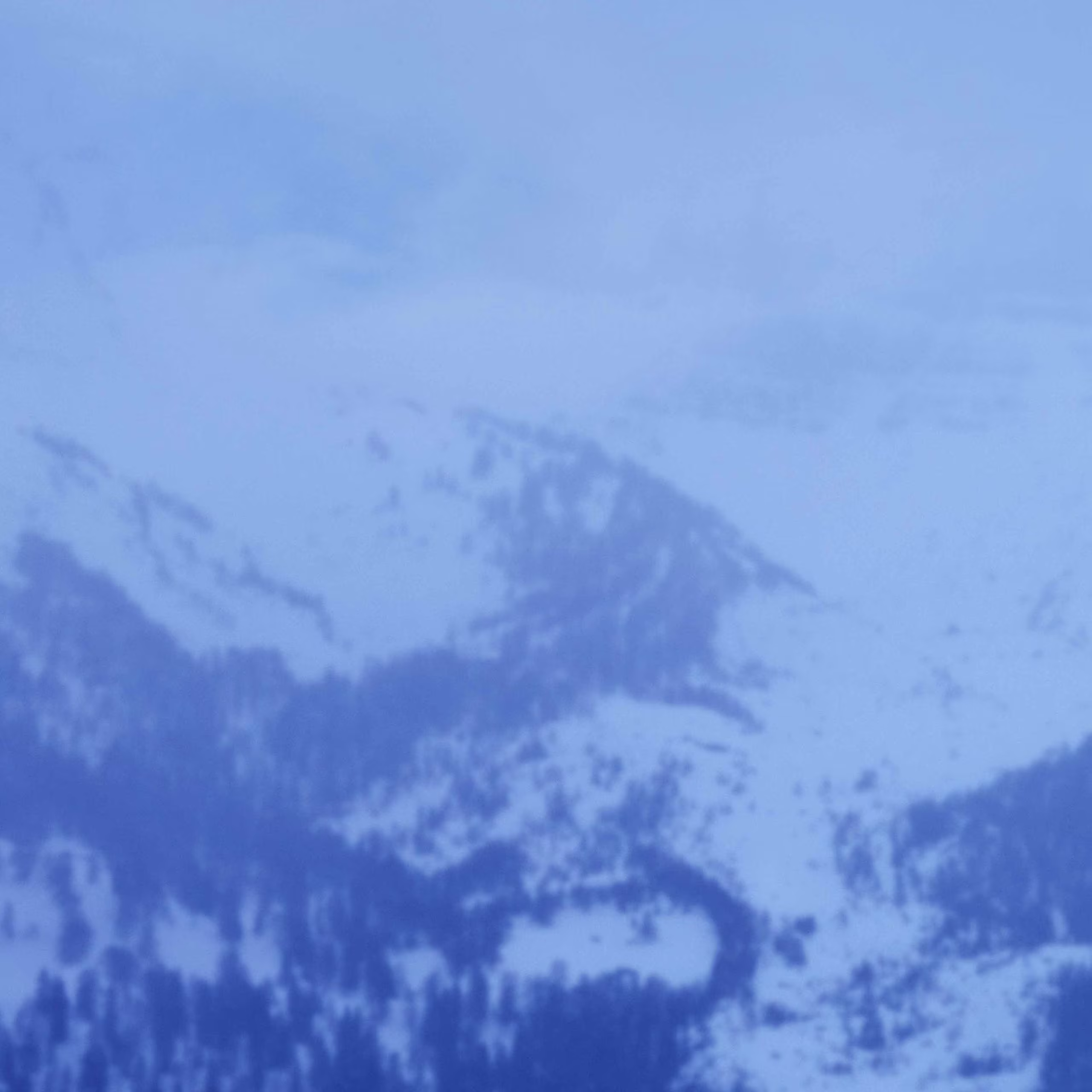 雲霧繚繞、白雪覆蓋的山地景觀,樹木星羅棋。場景以柔和的藍白色為主,營造出一種寧靜、冷峻的氛圍。.