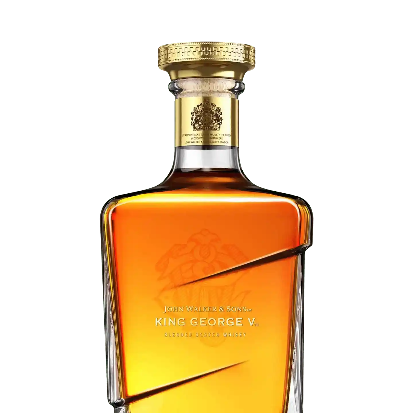 A bottle of John Walker & Sons King George V. Blended Scotch Whisky. 
