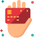 Icono de una mano con una tarjeta