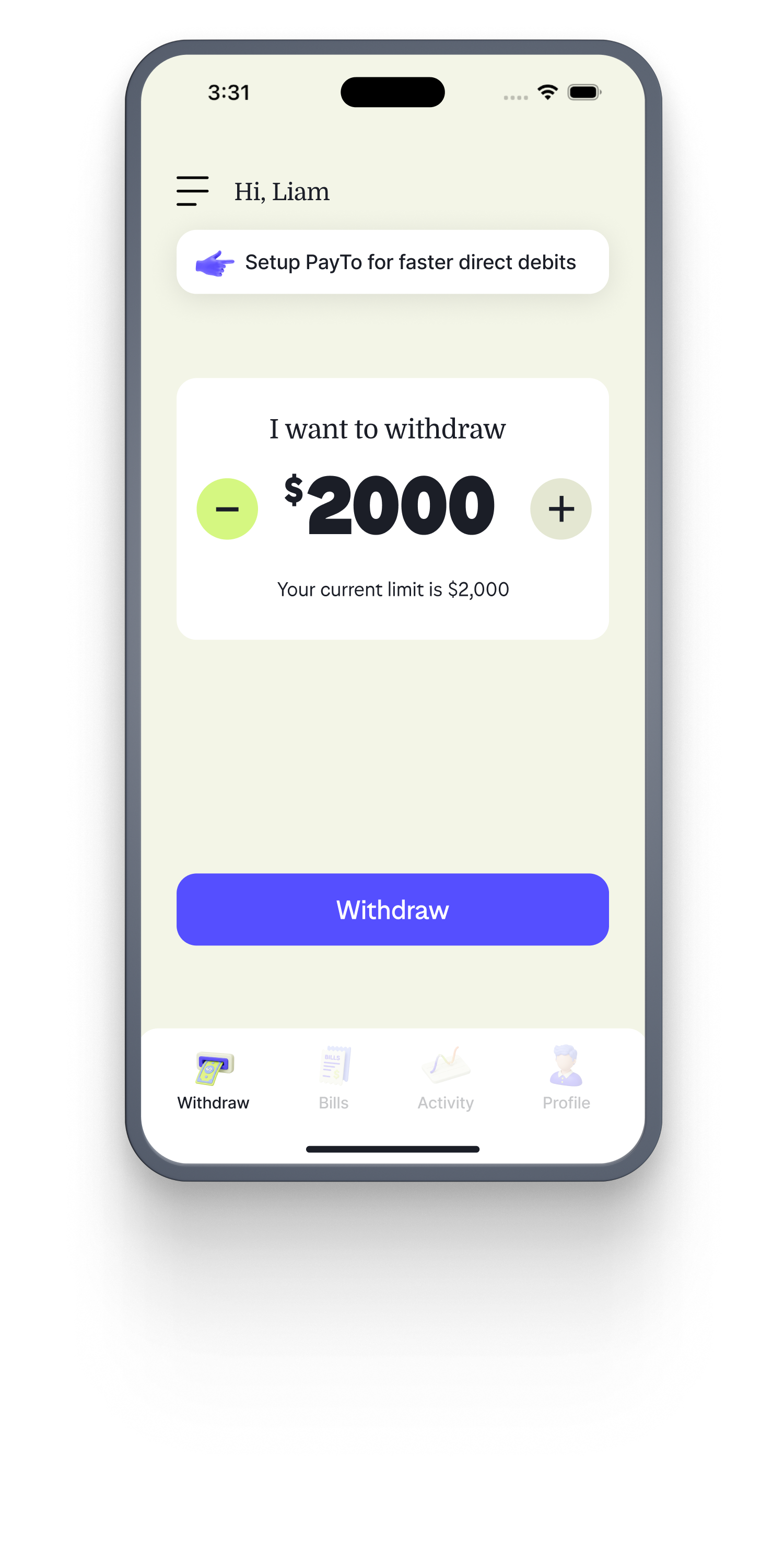 withdraw phone mock