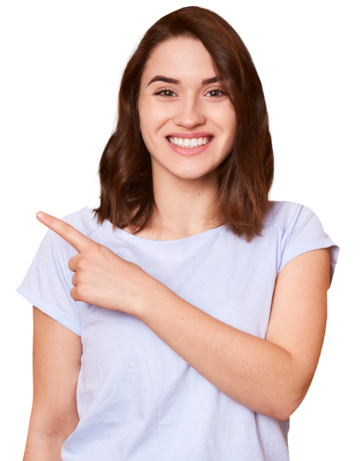 Woman tshirt pointing left