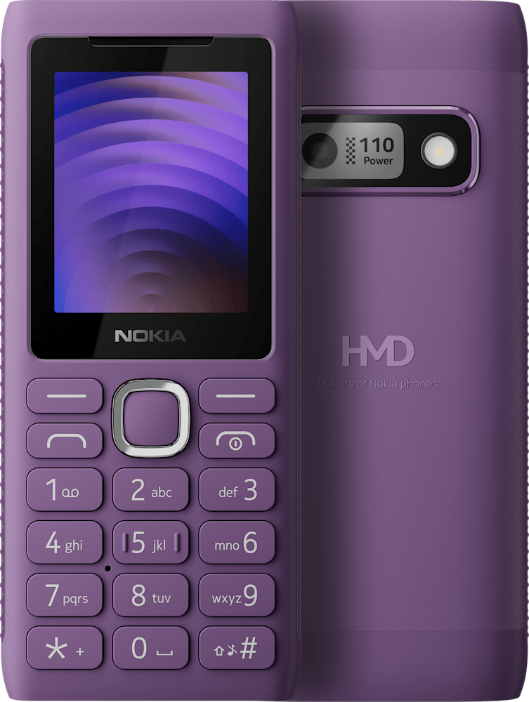 Purple Nokia 110 Power from Front and Back