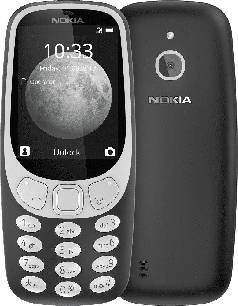 Enlarge Charcoal Nokia 3310 3G from Front and Back