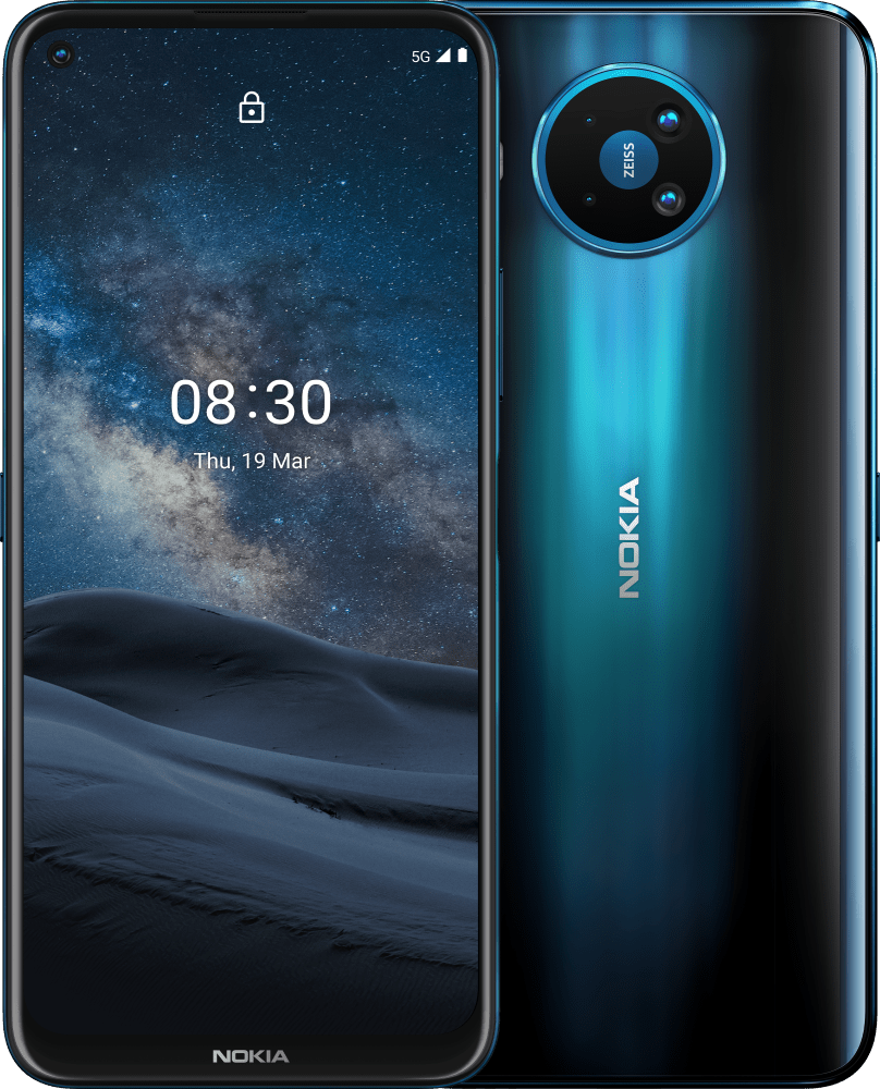 Ampliar Nokia 8.3 Azul Boreal desde Frontal y trasera