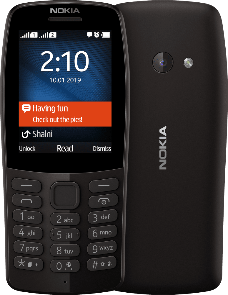 Enlarge Crna boja Nokia 210 from Front and Back