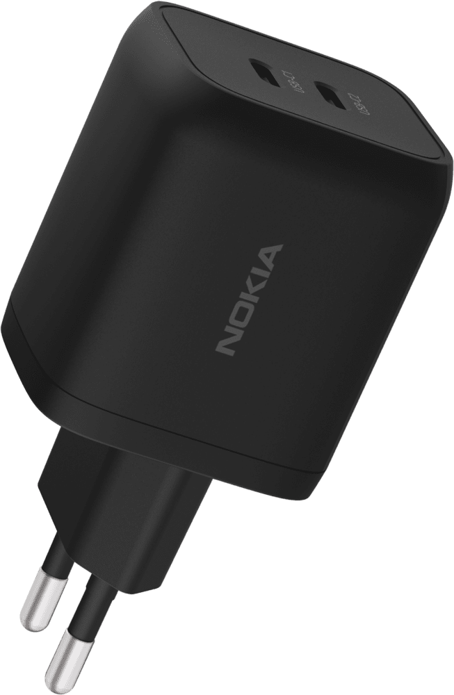 Enlarge Черен Nokia Dual Port Wall Charger 65W EU from Front and Back