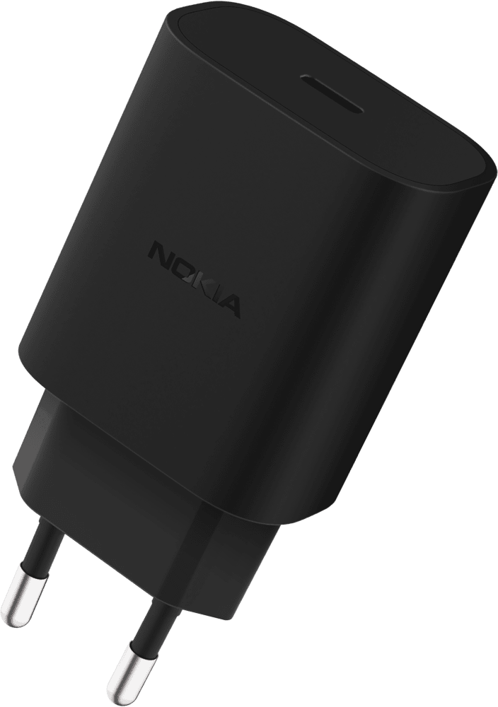 Ampliar Nokia Fast Wall Charger 33W EU Negro desde Frontal y trasera