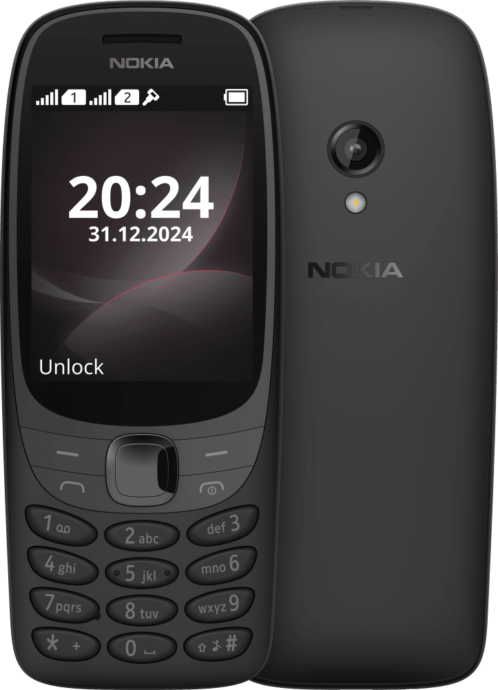 Enlarge Fekete Nokia 6310 (2024) from Front and Back