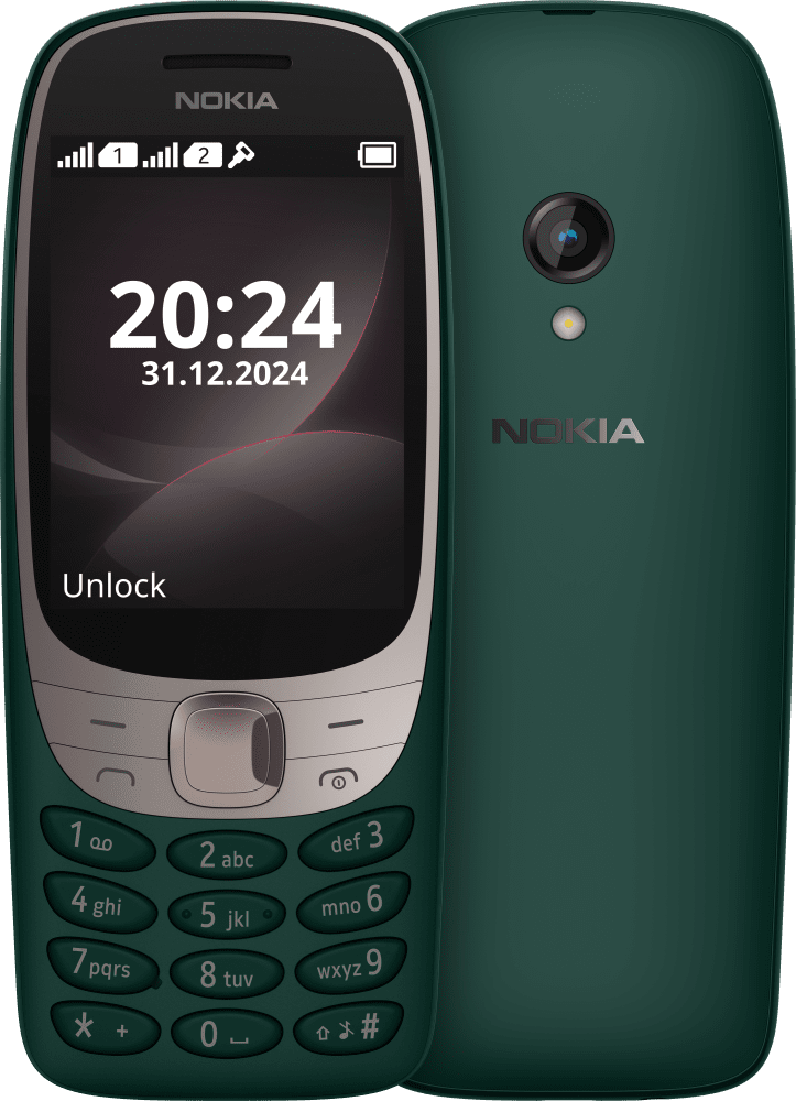 Enlarge Зелен Nokia 6310 (2024) from Front and Back