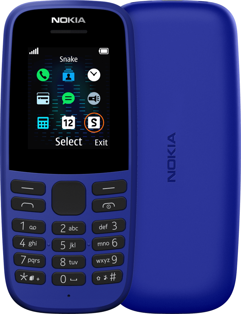 Enlarge Biru Nokia 105 (2019) from Front and Back