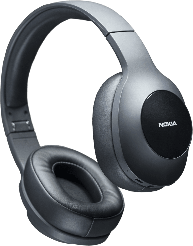 Enlarge 黑色 Nokia Essential Wireless Headphones from Front and Back