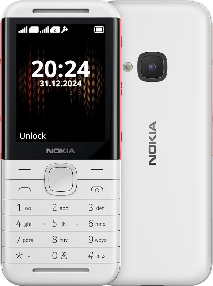White/Red Nokia 5310 from Front and Back