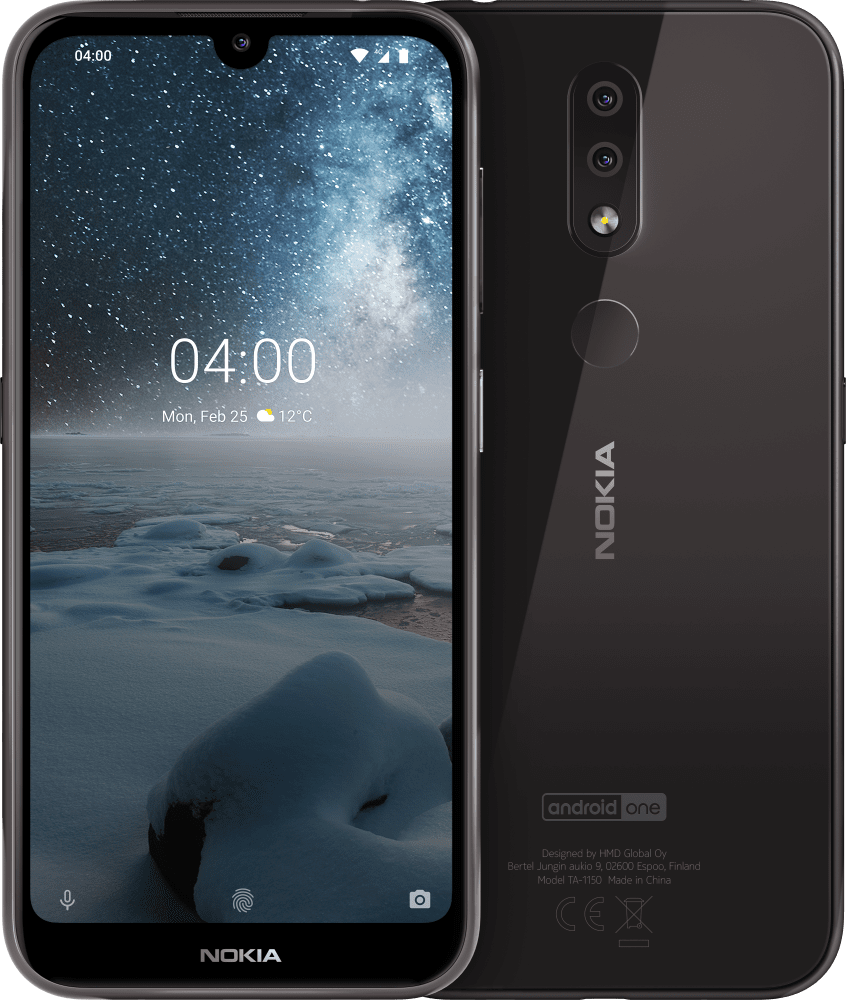 Schwarz Nokia 4.2 von Vorder- und Rückseite vergrößern