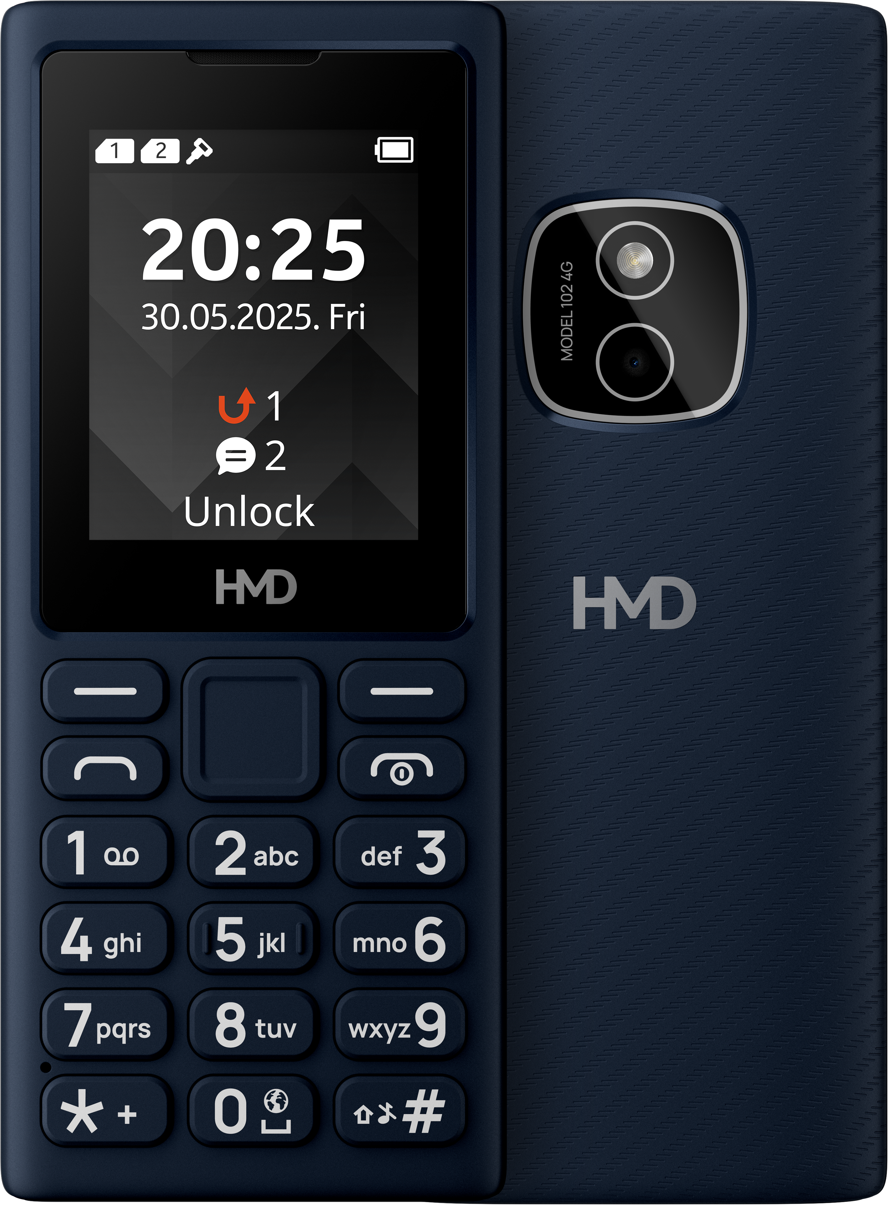 Dark Blue HMD 102 4G Dual Sim  from Front and Back