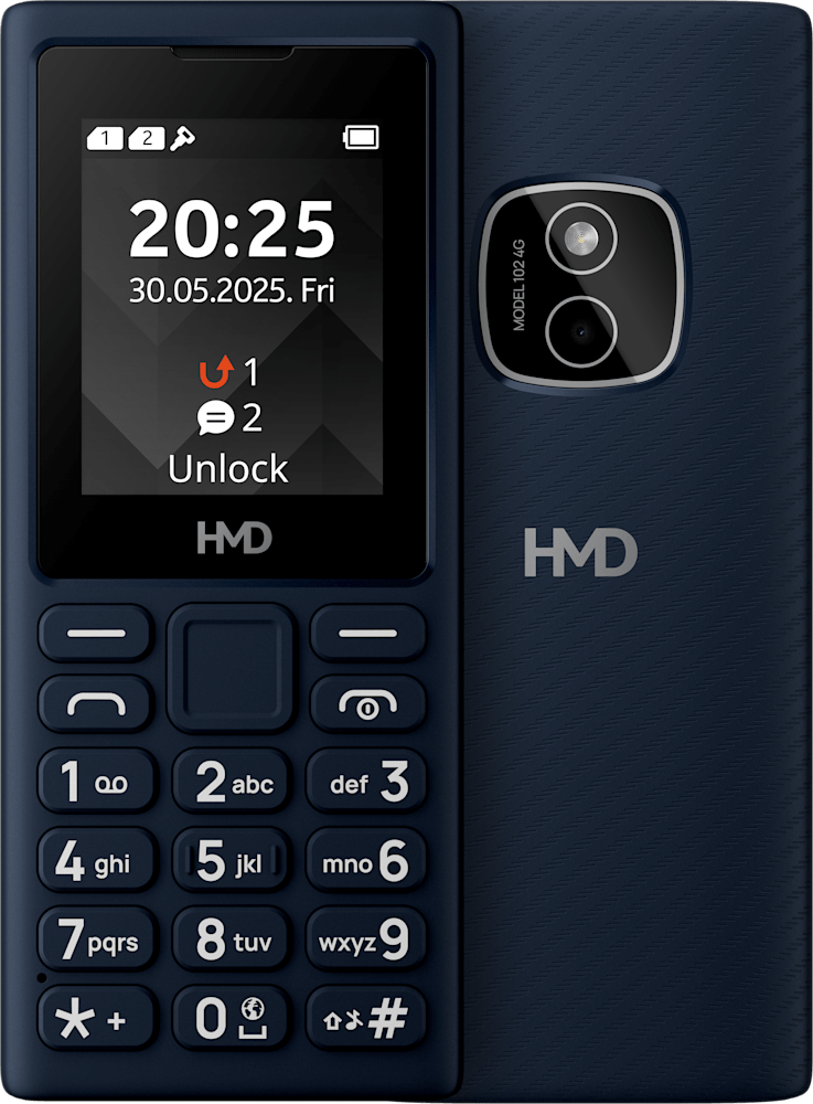 Dark Blue HMD 102 4G Dual Sim  from Front and Back