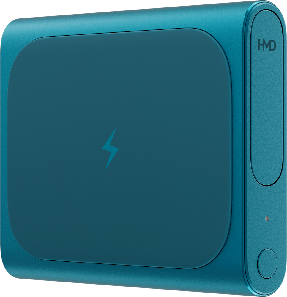 Cyan HMD Amped Buds from Back