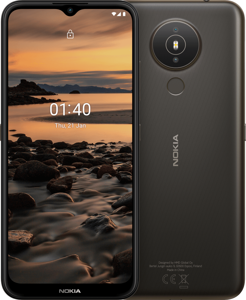 Enlarge Charcoal Nokia 1.4 from Front and Back