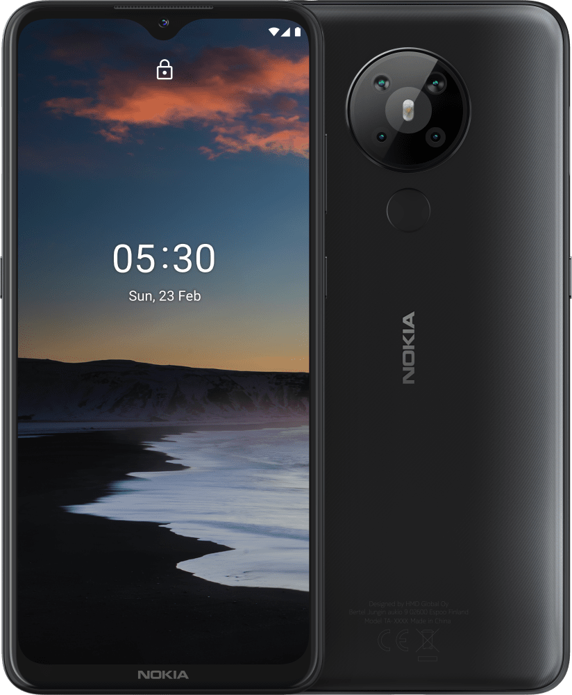 Enlarge Charcoal Nokia 5.3 from Front and Back